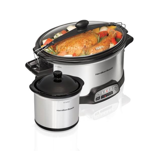 Programmable Stay or Go 6 Qt. Stainless Steel Slow Cooker with Bonus Party Dipper