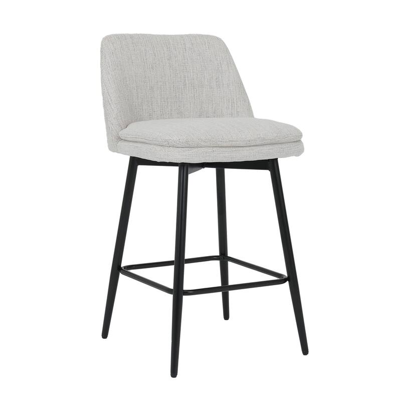 Counter Height Swivel Bar Stools Set of 2, 360°Swivel Upholstered Barstools with Back and Metal Legs, Counter Stools