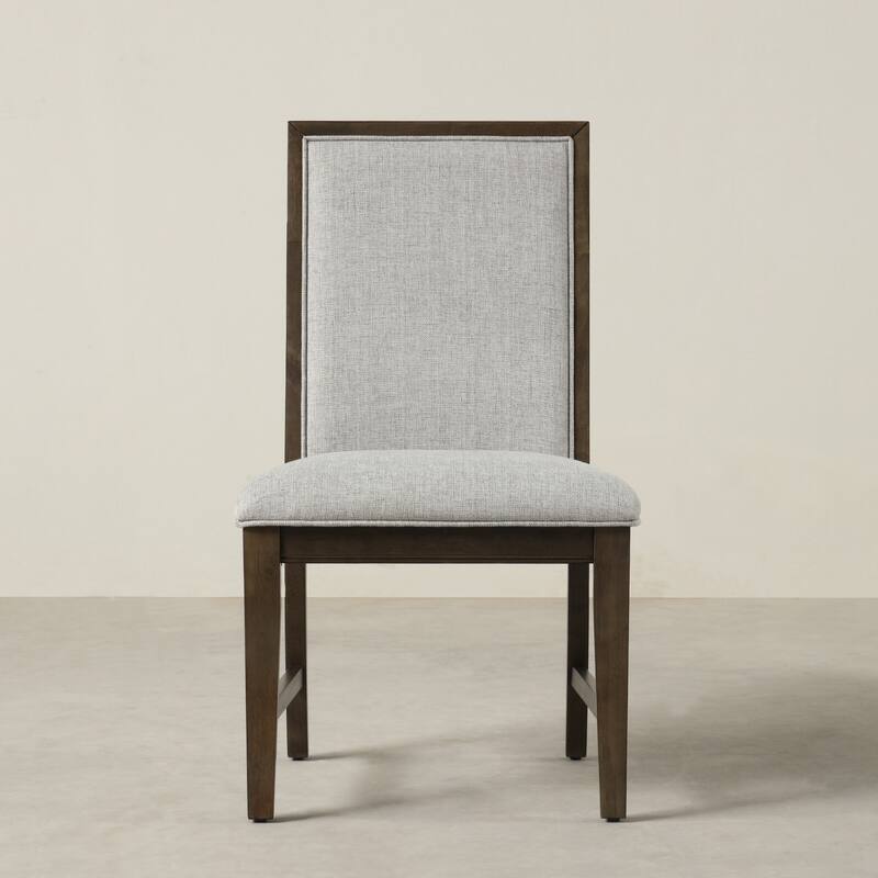 Modern Solid Wood Upholstered Dining Chairs with Fabric Seats and Rubberwood Legs, for Dining Rooms, Set of 2