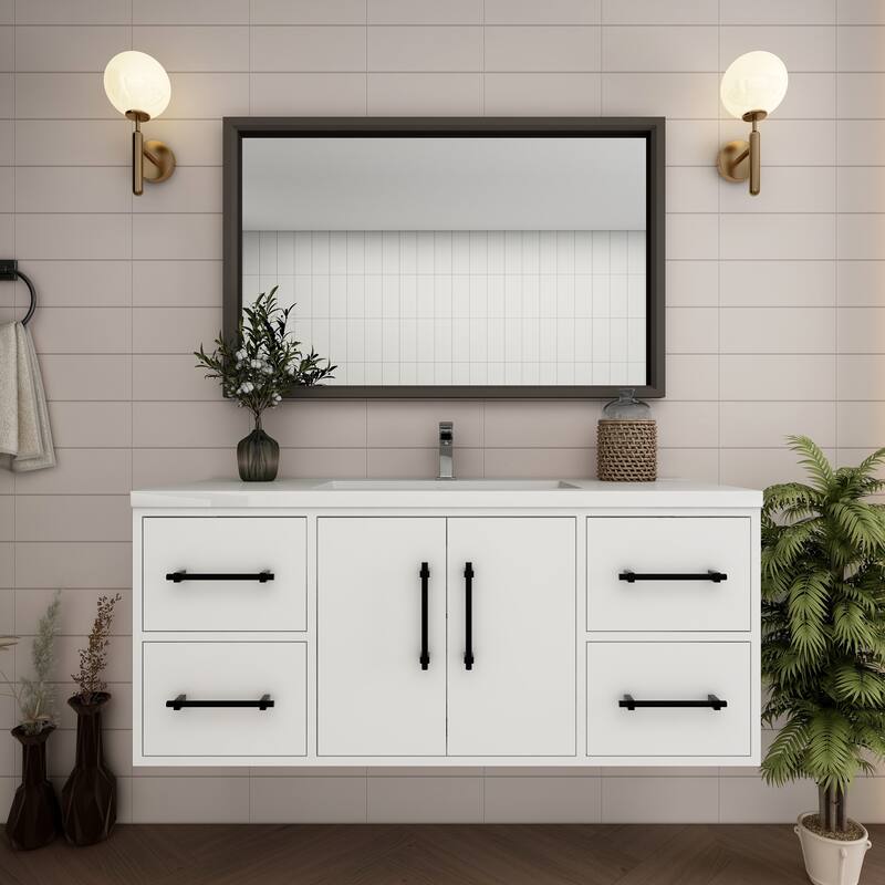 Victoria 48'' Wall-mounted Vanity with Reinforced Acrylic Sink - 47.5 - Glossy - Gloss White