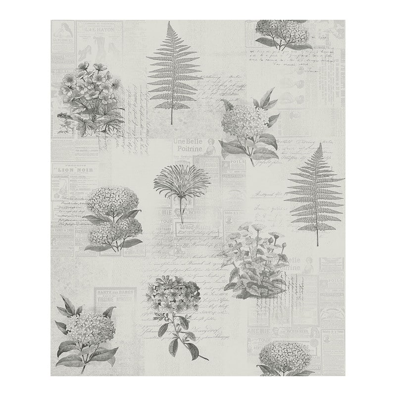 Midbec Mixed Flowers Grey Field Notes Wallpaper - 20.5 x 396 x 0.025