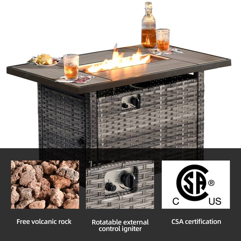 OVIOS 7-piece Patio Swivel Chair Set with 42" Fire Table