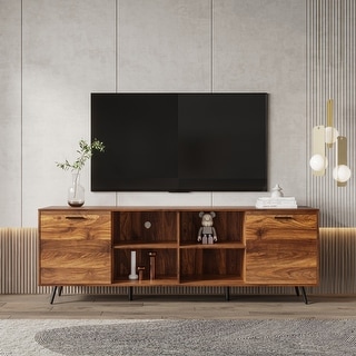 TV Stand Mid-Century Wood Modern Entertainment Center Adjustable ...