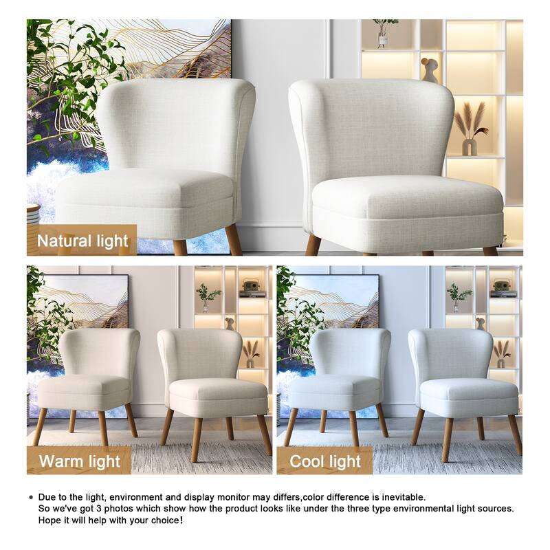 2 Set Upholstered Accent Chair Armchair Linen Side Chair