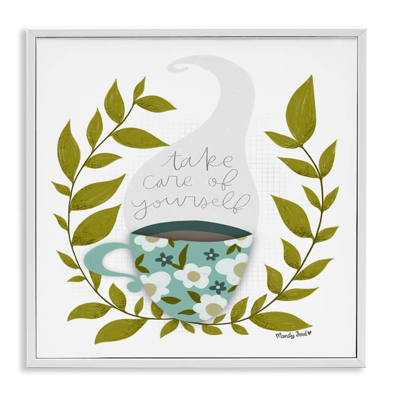 Stupell Take Care with Relaxing Coffee Framed Giclee Art Design By Mandy Ford Art + Illustration - 17 x 17 - White