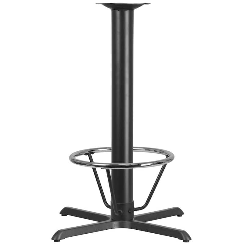 33" x 33" Restaurant Table X-Base with 4" Dia. Bar Height Column & Foot Ring - Black