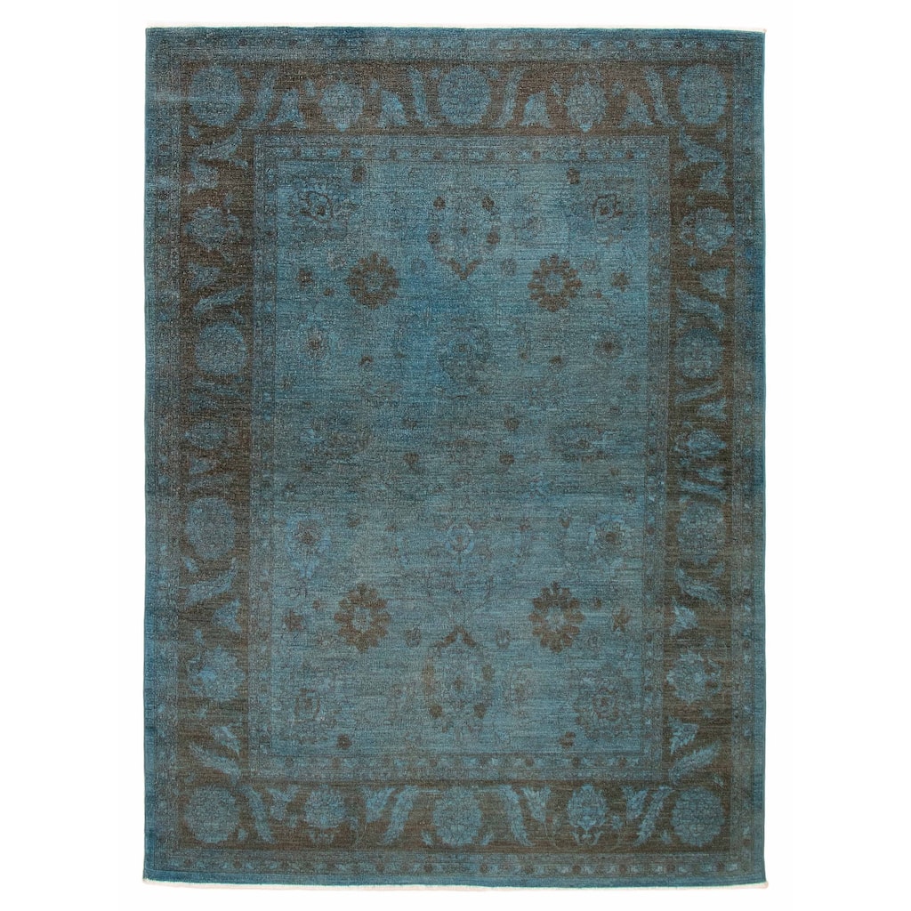 ECARPETGALLERY Hand-knotted Vibrance Blue Wool Rug - 7'0 x 9'10