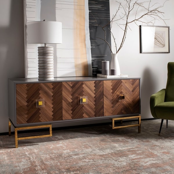 Safavieh Couture Sanford Walnut Grey Sideboard Overstock 22964925