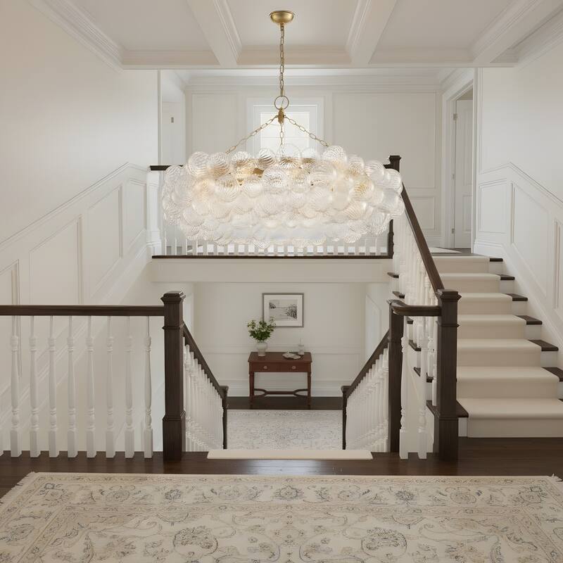 Gold Bubble Ball Chandelier, LED Pendant Light with Glass Globes