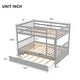 preview thumbnail 4 of 9, Convertible to 2 Full Size Platform Bunk Bed with Ladder Trundle and Safety Rail,Grey