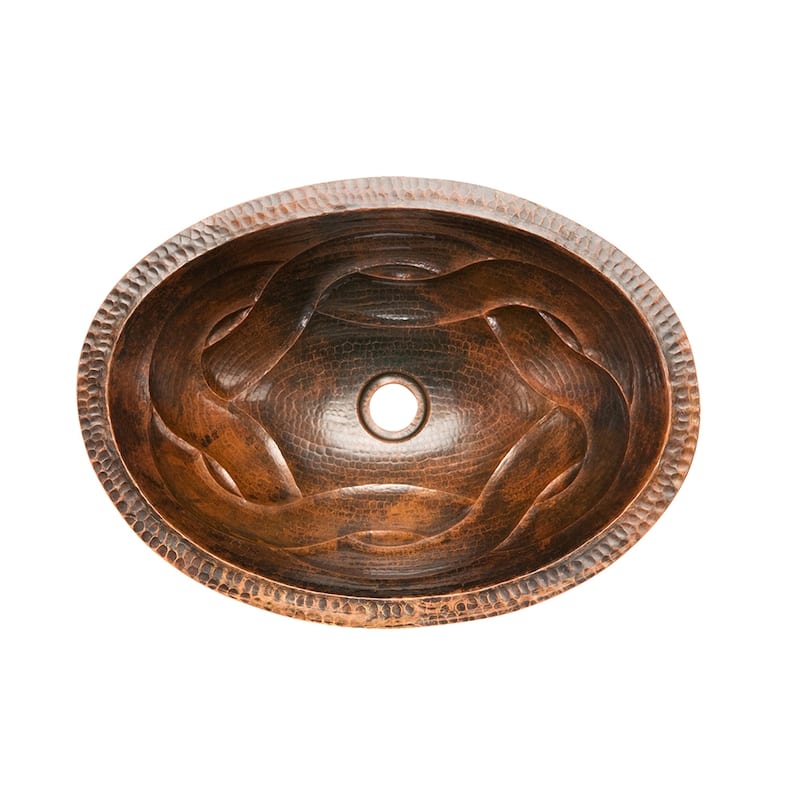 19-in Oval Braid Under Counter Hammered Copper Bathroom Sink (LO19FBDDB)