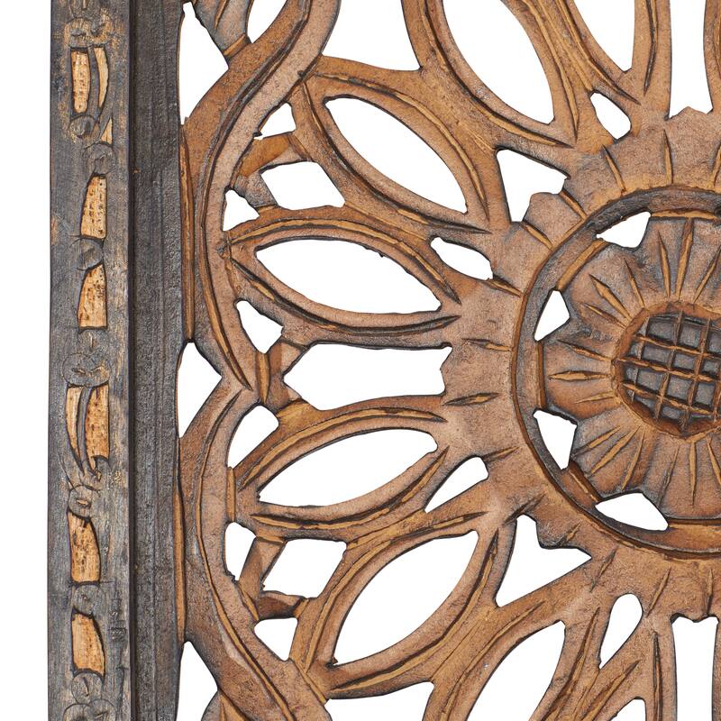 Brown MDF Traditional Wall Decor Ornamental (Set of 2)