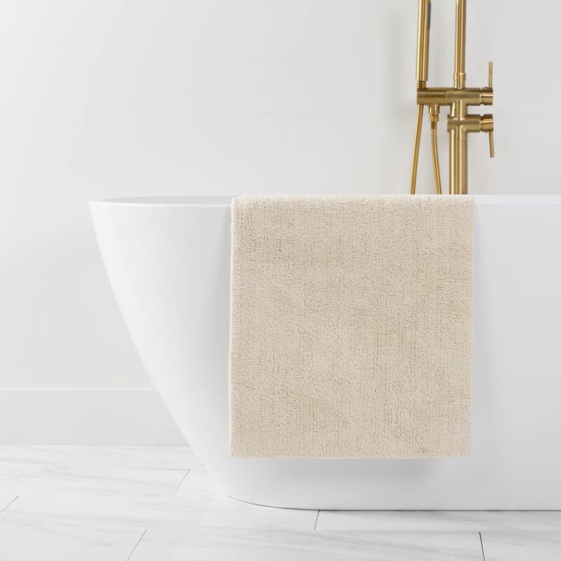 Becky Cameron 100% Cotton Reversible Solid Bath Mat - 34" x 21" - Natural