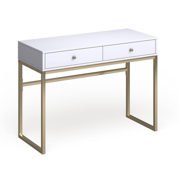 slide 3 of 6, Silver Orchid Heston White & Brass Desk
