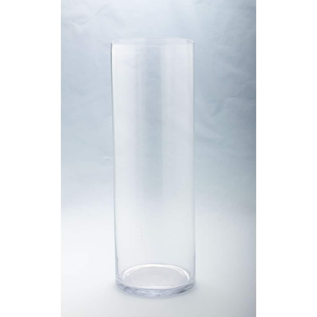23.5" Clear Solid Glass Cylindrical Flower Vase