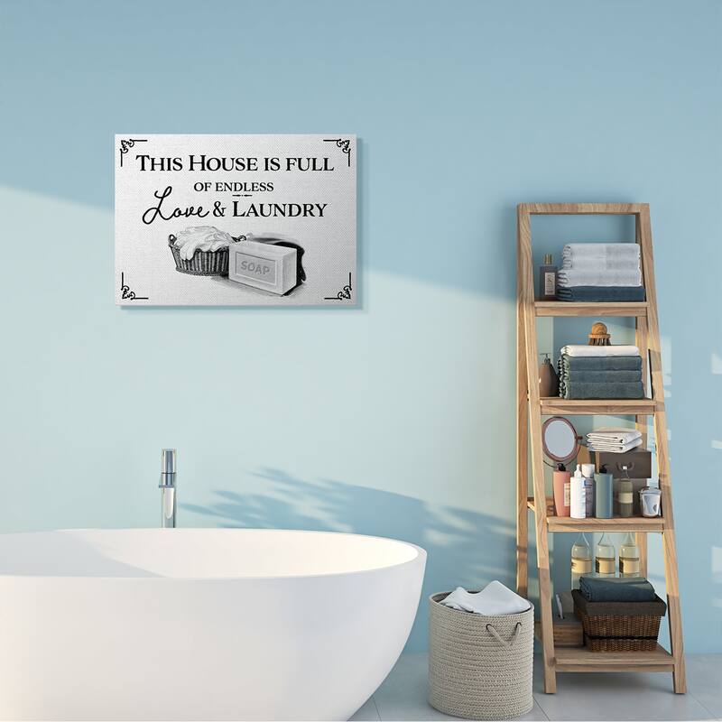 Stupell Endless Love And Laundry Bathroom Word Design Canvas Wall Art