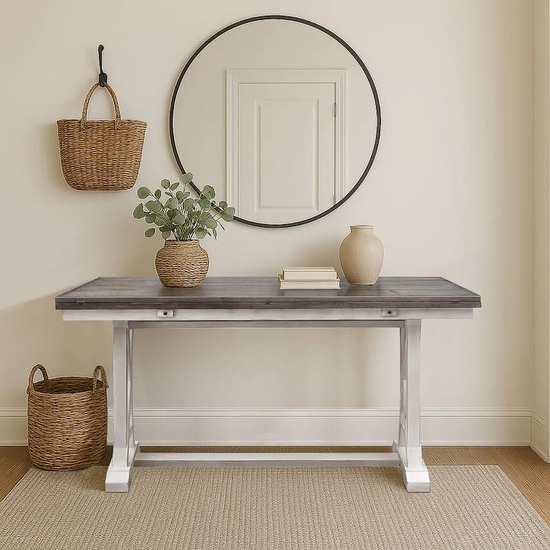 Belsey Cream Flip Top Console with Cross Braced Legs