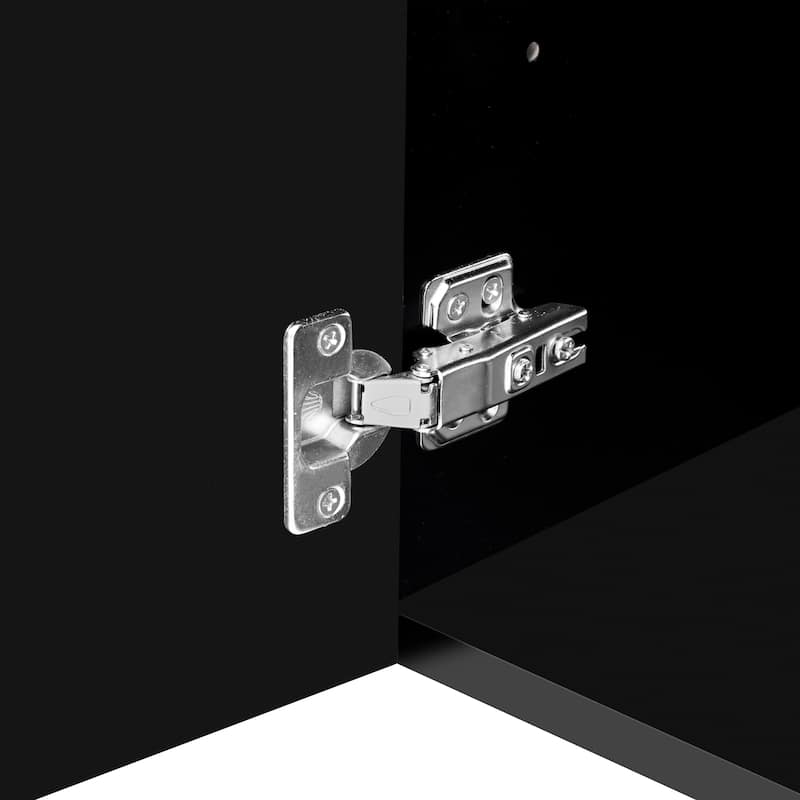 Wall Mounted Bathroom Vanity Floating Storage Cabinet with Ceramic Sink, Geometric Lines Dual Doors and Adjustable Shelf