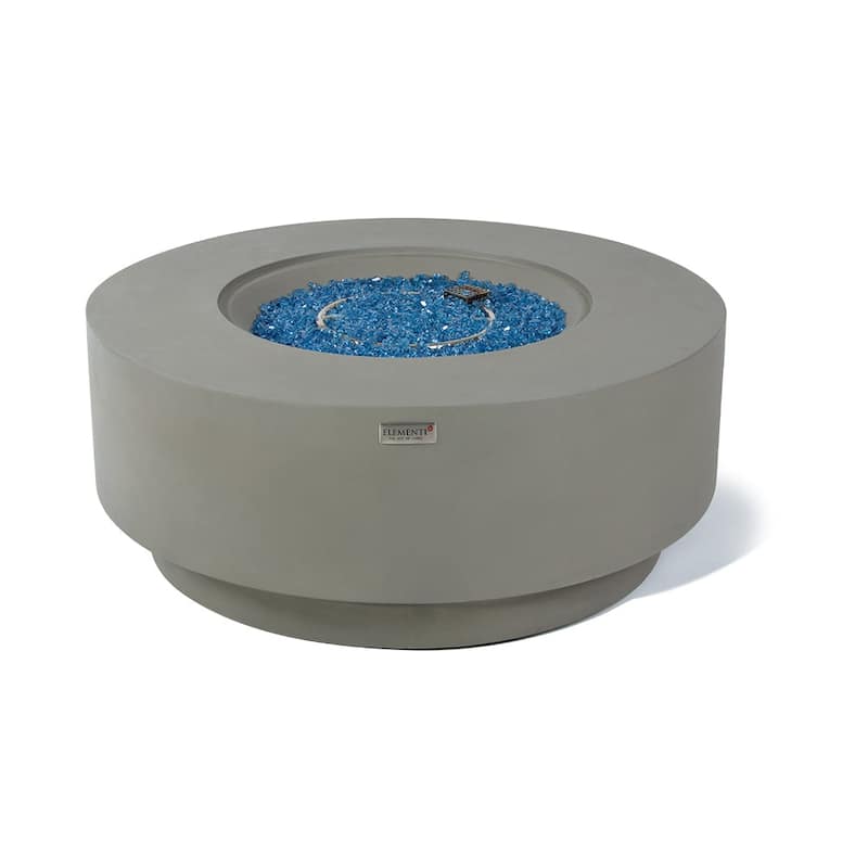 Elementi Plus Colosseo Outdoor Fire Pit Table Concrete Round 60000 BTU - 40.9 x 40.9 inches with Lid, Fire Glass, and Cover
