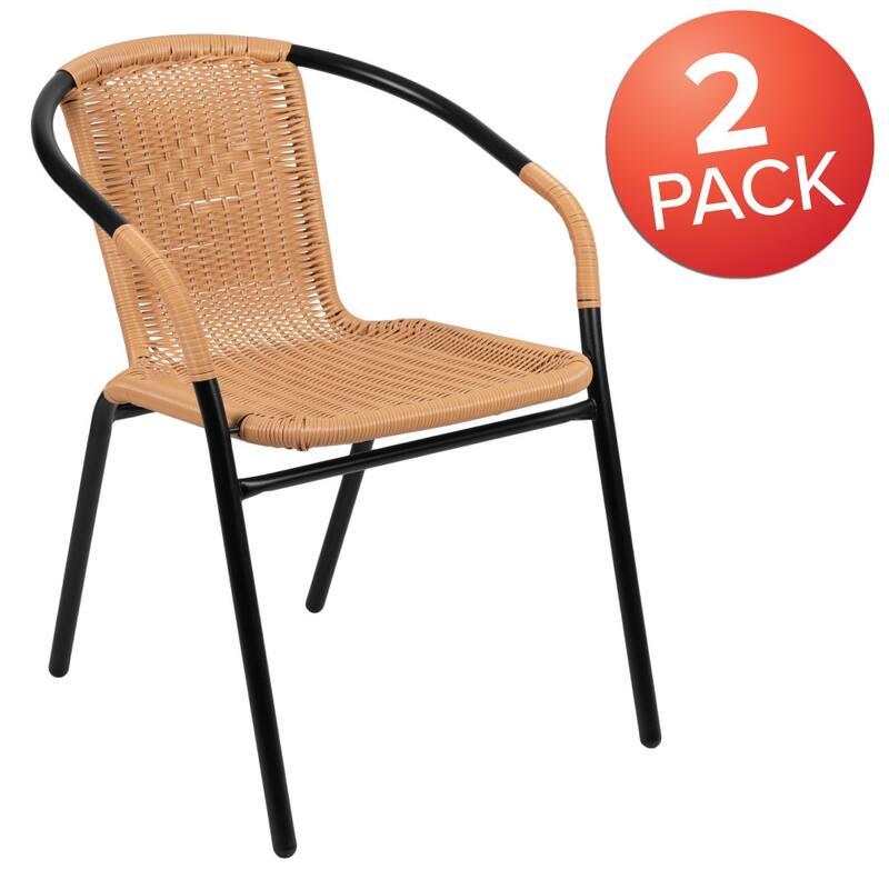 2 Pack Rattan Indoor-Outdoor Restaurant Stack Chair