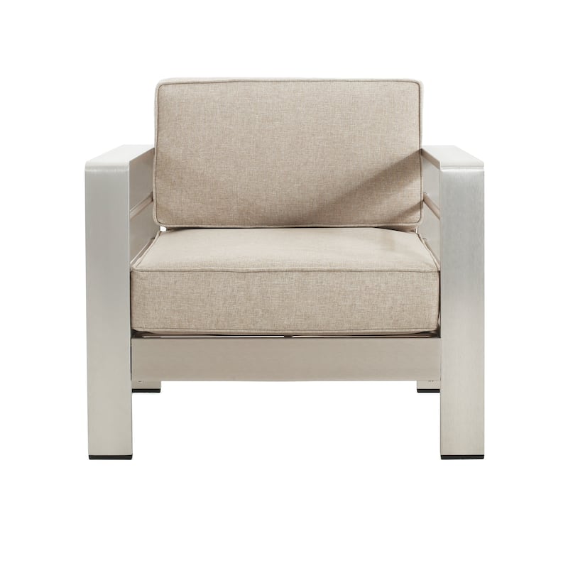 Cape Coral Outdoor Aluminum Club Chair with Cushions (Set of 2) by Christopher Knight Home