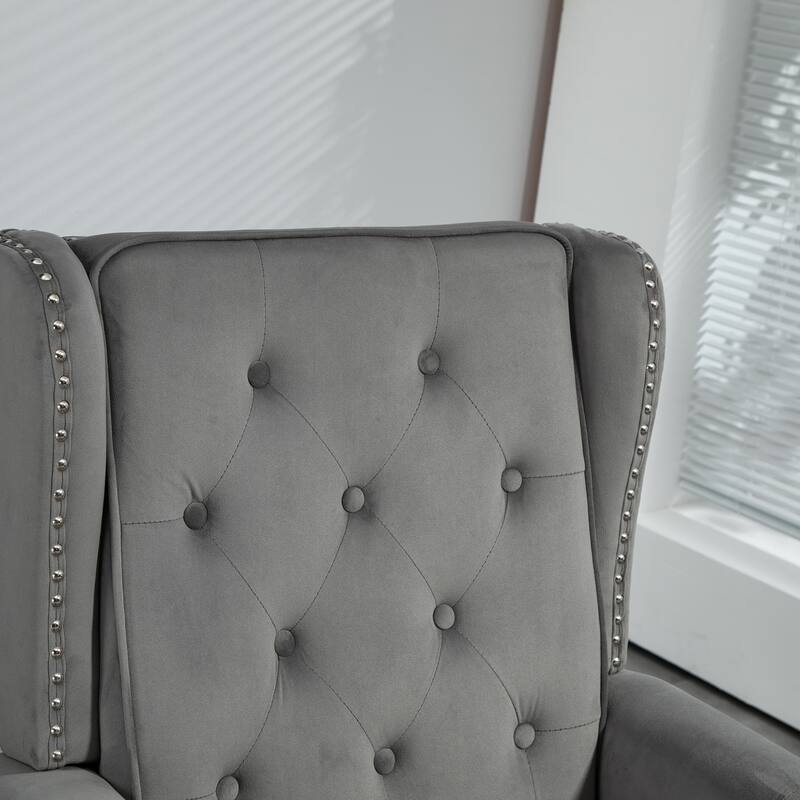 Tufted High Back Chair Living Room Wood Frame Armchair