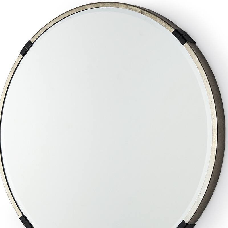 HomeRoots 24" Gold And Black Metal Round Framed Accent Mirror - 23.62 in. x 23.62 in. x 1.77 in.