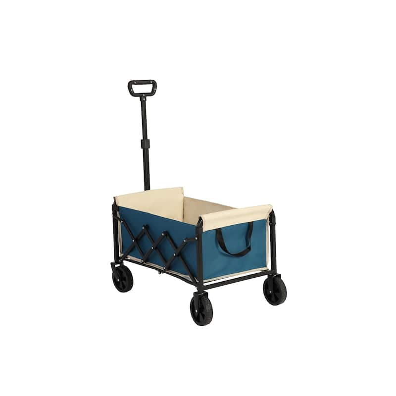 130lbs Capacity 600D Oxford Fabric Lightweight Portable Heavy Duty Collapsible Foldable Wagons with All Terrain Wheels - Blue