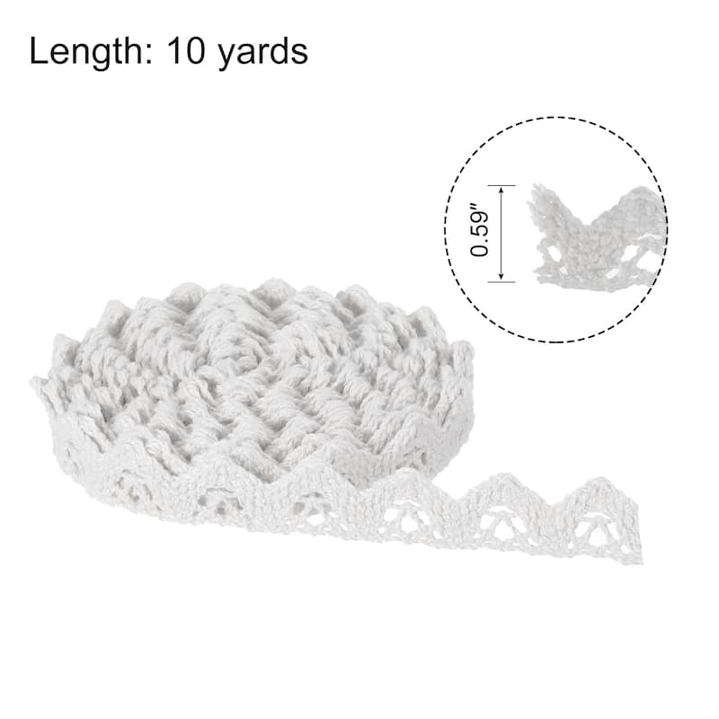 Lace Ribbon 0.59 Inch Cotton Lace Trim White Style 9 - 0.59" x 10 Yards