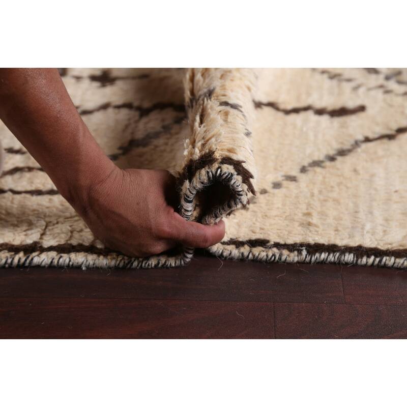 Tribal Geometric Oriental Moroccan Wool Area Rug Hand-knotted Carpet - 8'1" x 10'10"