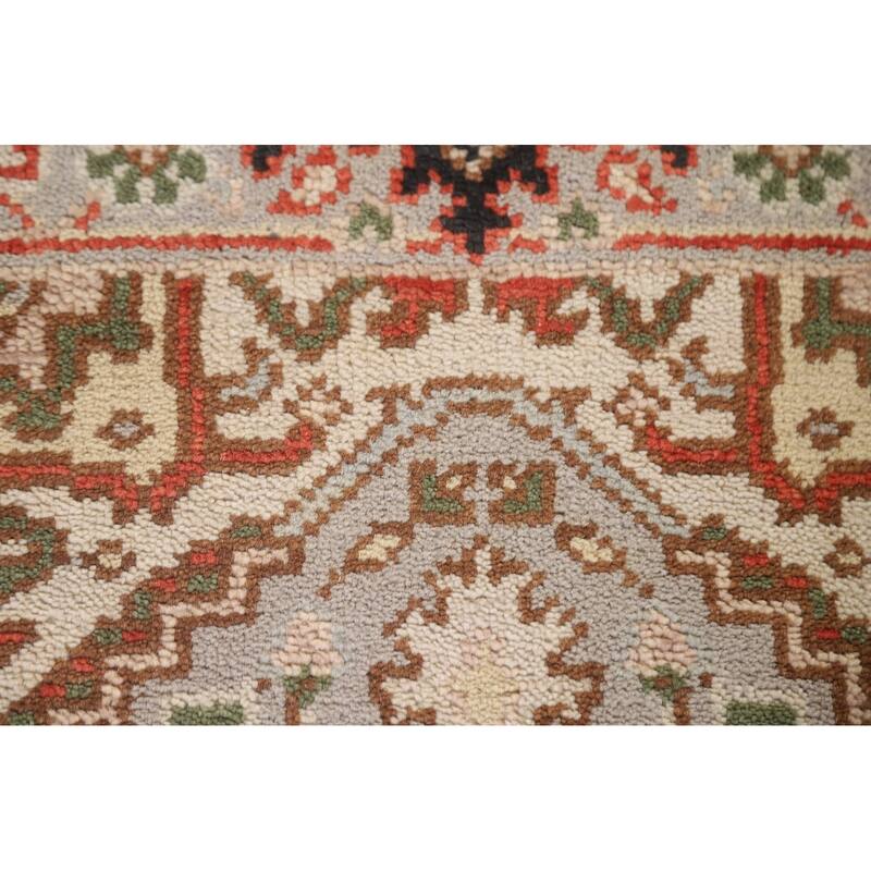 Hand Knotted Oriental 100% Wool Carpet Traditional Medallion Greys & Charcoal Heriz (serapi) Area Rug - 3' 0'' X 2' 0''