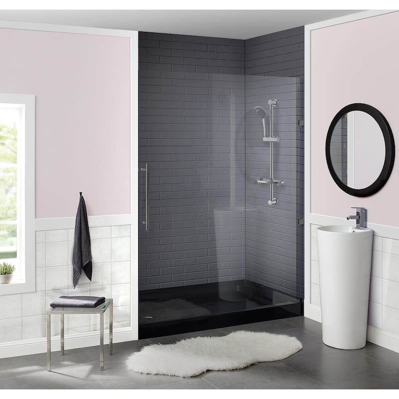 Voltaire 60" x 36" Acrylic Black, Single-Threshold, Left Drain, Shower Base
