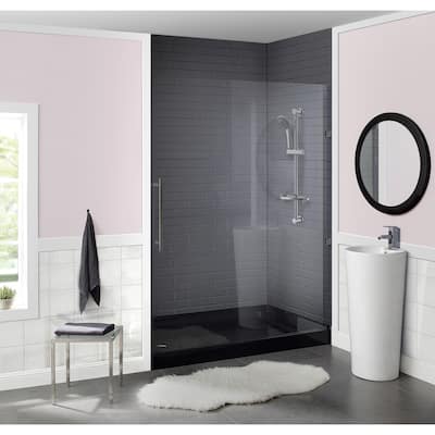 Voltaire 60" x 36" Acrylic Black, Single-Threshold, Left Drain, Shower Base