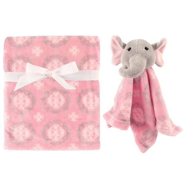slide 1 of 1, Hudson Baby Infant Girl Plush Blanket with Security Blanket, Girl Elephant, One Size - Girl Elephant - One Size One Size - Girl Elephant