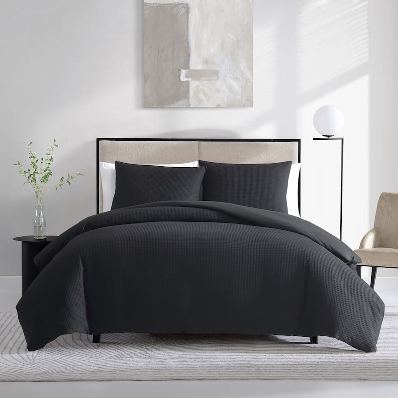 Vera Wang Waffle Pique Cotton Duvet Cover Set