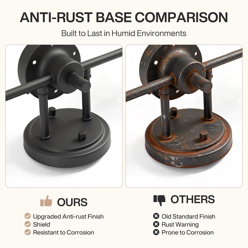 3-Light Bathroom Vanity Light with Seeded Glass Shades - 19.7'' W × 5.9'' D × 7.5'' H