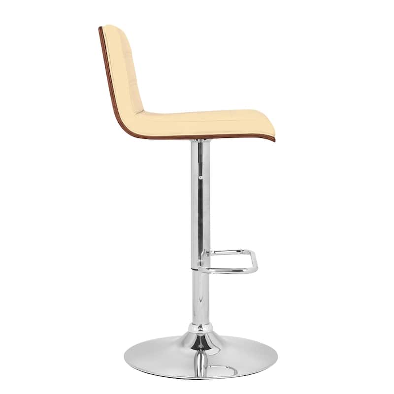 23" Modern Cream Faux Leather Seat Adjustable Swivel Bar Stool with Footrest and Chrome Base - 42"H x 14"W x 15"D