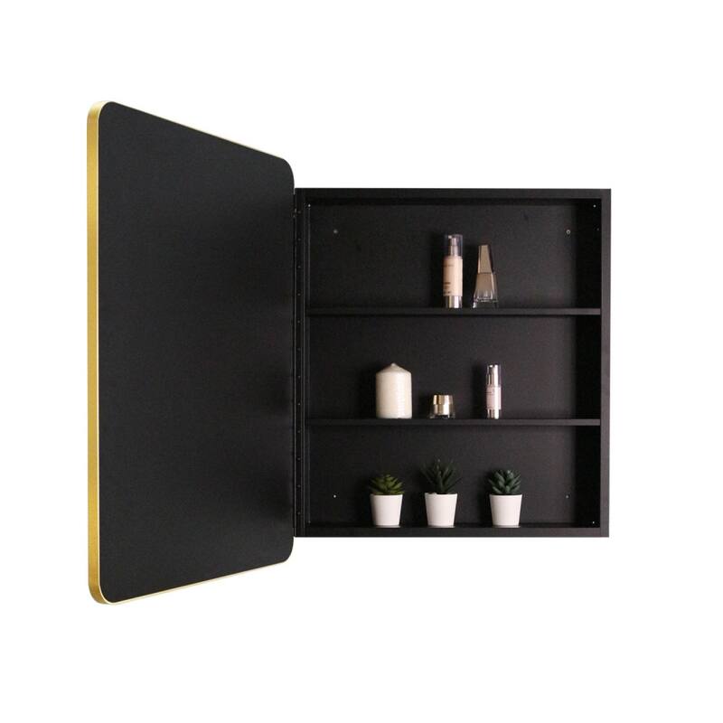 24 in. W x 30 in. H Rectangular Modern Metal Framed Wall Mount or Recessed Bathroom Medicine Cabinet with Mirror