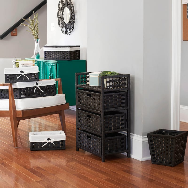 Household Essentials Woven 3 Drawer Chest with Cutout Handles