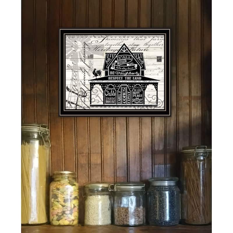 TrendyDecor4U Farmhouse "Y'ALL BLESSED FARMHOUSE" Framed Print Wall Art