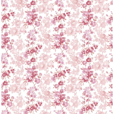 Willa, Charlise Pink Floral Stripe Wallpaper