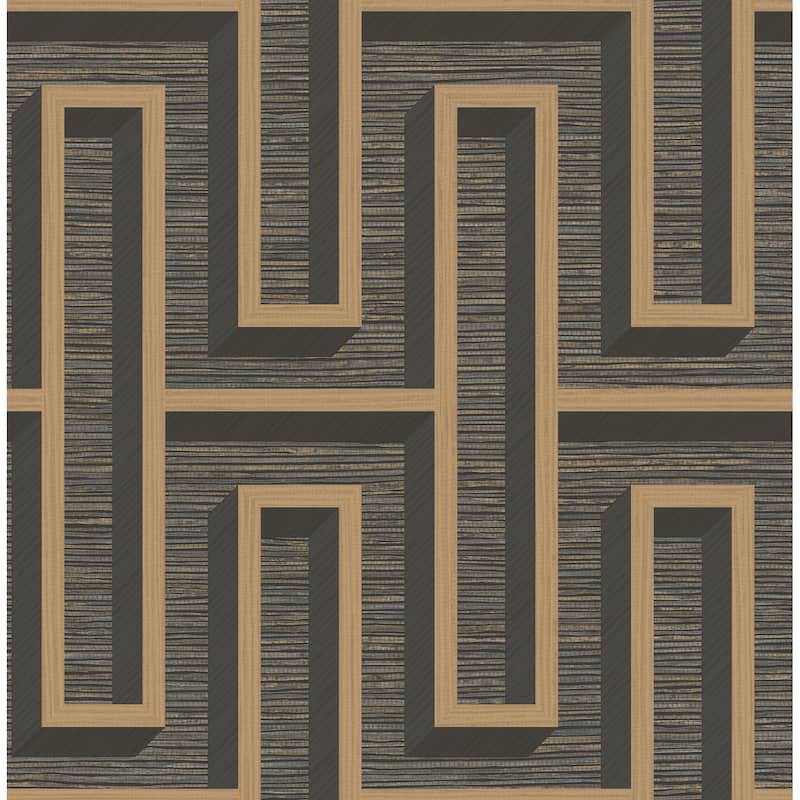 Advantage Henley Black Geometric Grasscloth Wallpaper
