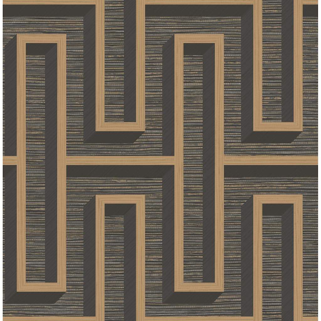 Advantage Henley Black Geometric Grasscloth Wallpaper