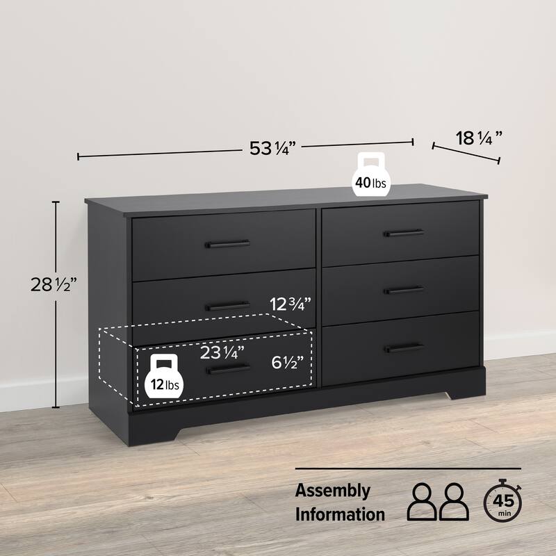 Prepac Rustic Ridge Farmhouse Chest, Wooden Bedroom Dresser with 6 Storage Drawers