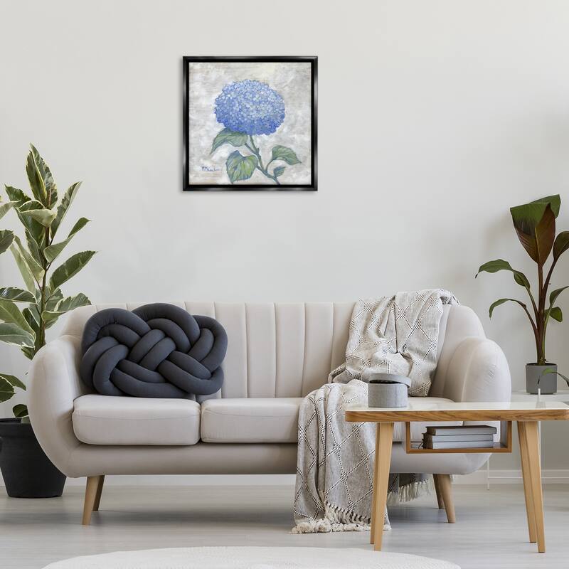 Stupell Round Blue Country Hydrangea Framed Floater Canvas Wall Art Design By Paul Brent