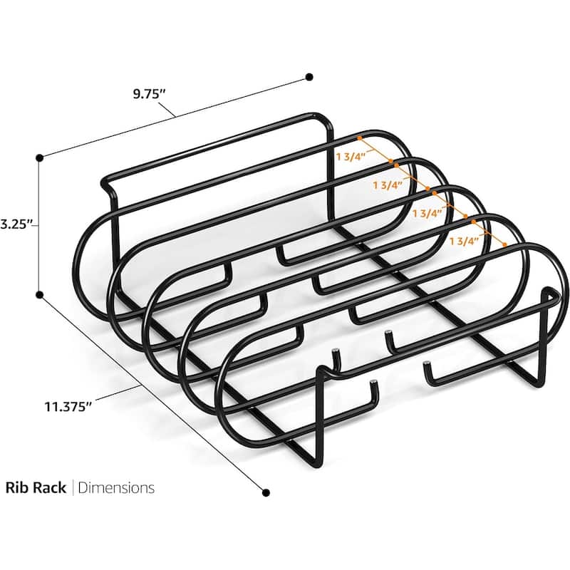 Sorbus 4-in-1 BBQ Grilling Basket - 11.25" x 9.75" Basket, Rib Rack - Holds 4 Racks of Ribs