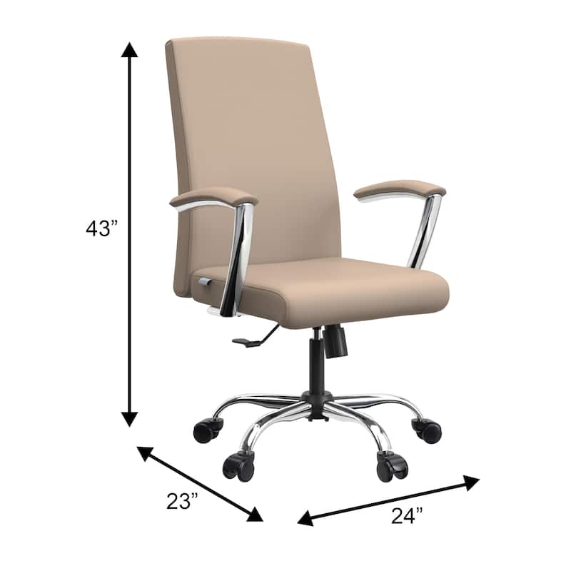 Evander Ergonomic Leather Office Desk Chair with Aluminum Frame, Foam Cushion, Fixed Armrests, 360° Swivel & Quick Assembly