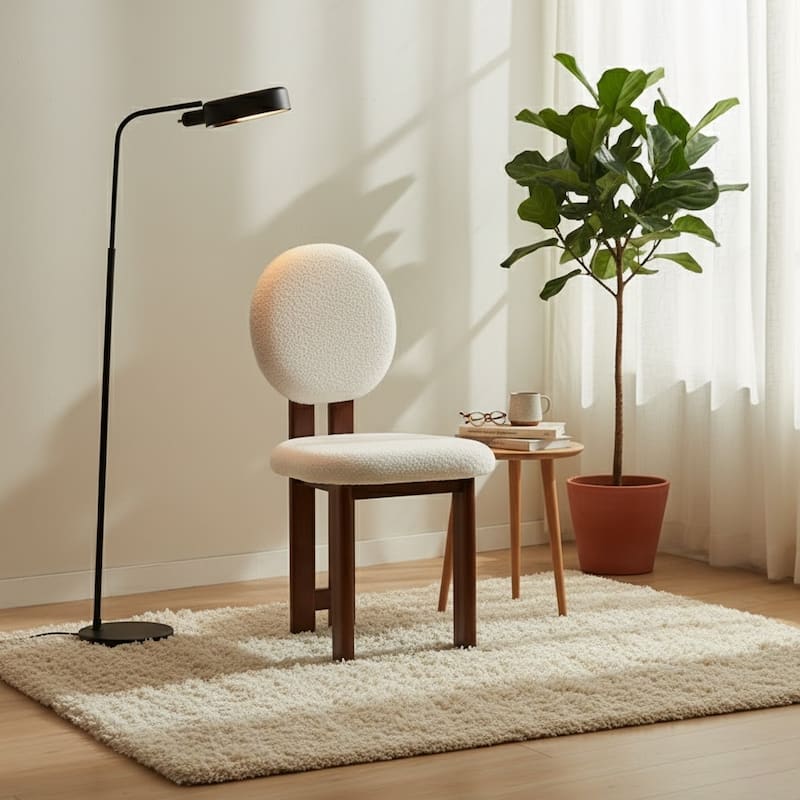 Set of 2 Sherpa Upholstered Dining Chairs & Vanity Chair