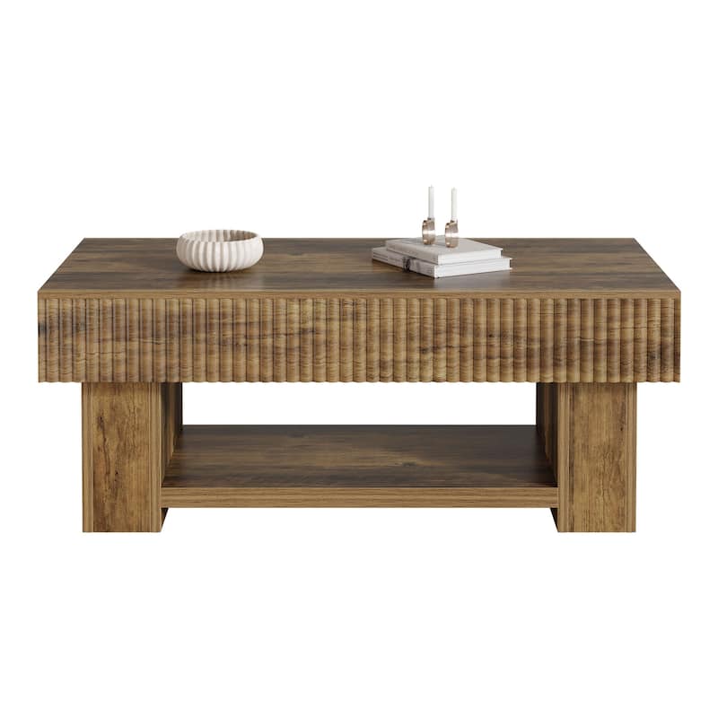 Farmhouse Coffee Table, 47-Inch Rustic Wood Center Table