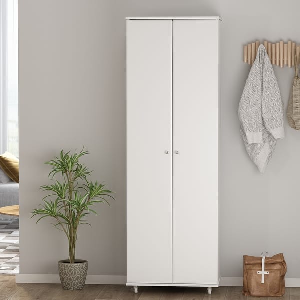 slide 3 of 16, 2-Doors 9 Tires Shoes Cabinet With Large Storage Space White